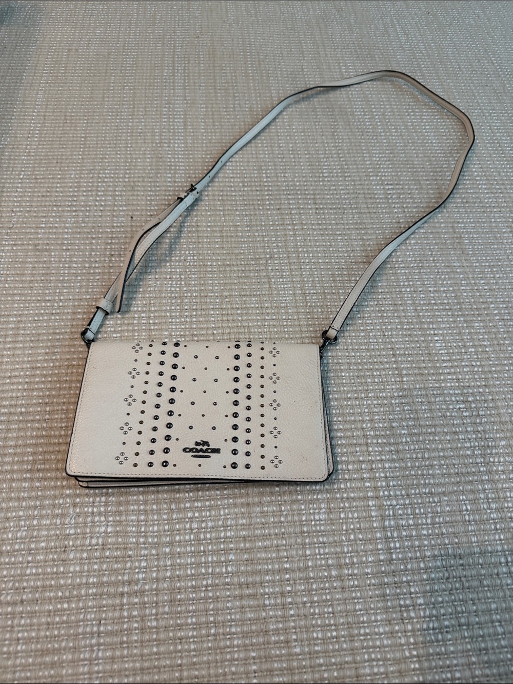 Coach White Studded Leather Crossbody